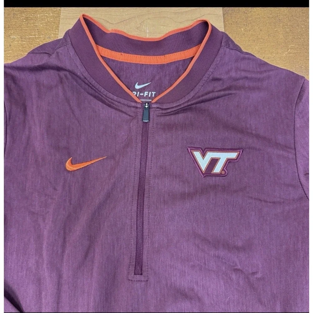 Virginia Tech‎ VT Hokies Sweater Mens Small Red Pullover 1/4 Zip Dri Fit Nike